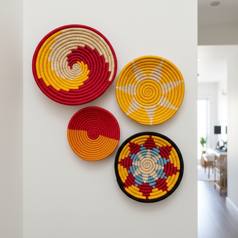 Sabai Grass Sunkissed Wall Baskets | Multicolor| Set of 4