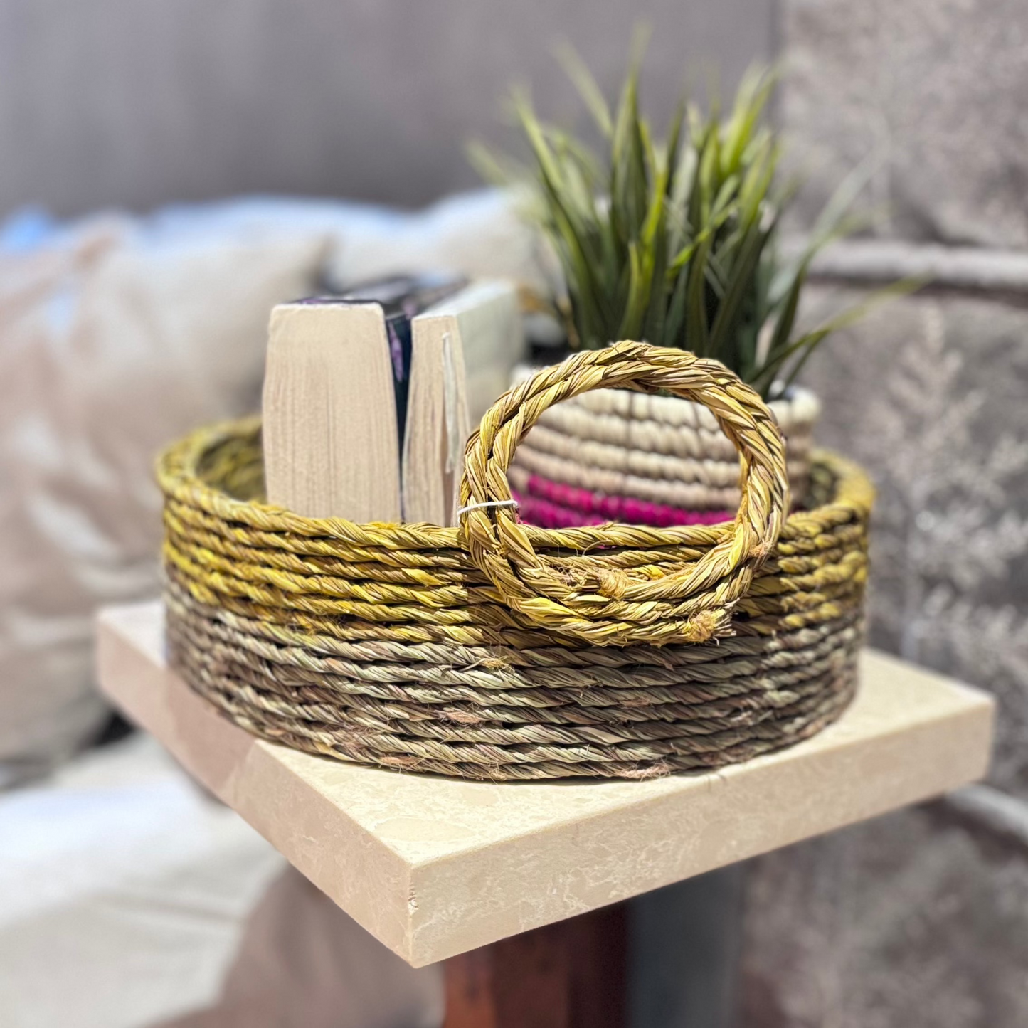 Natural Fiber Woven Tray- 10"x3"