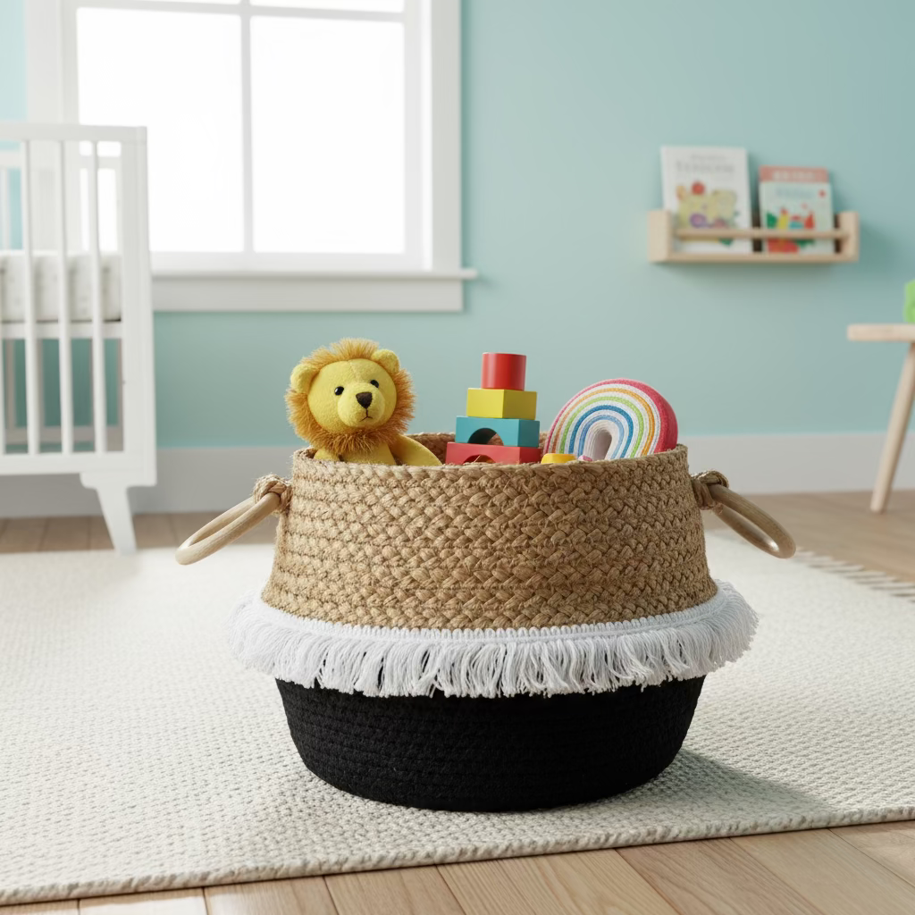 Matka Cotton Rope and Jute Basket- 8 inch