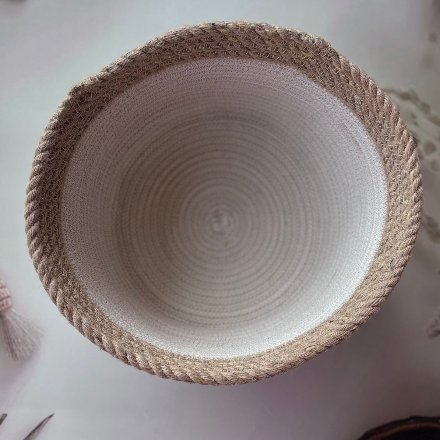 Cotton Rope White Nesting Bowls- Set Of 3