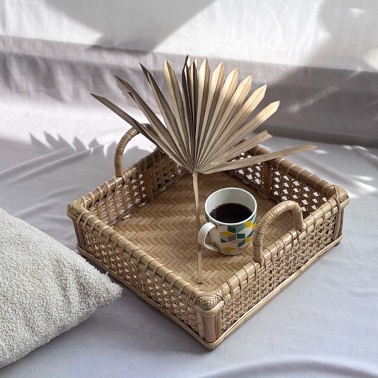 Cane Tray Square with Handle