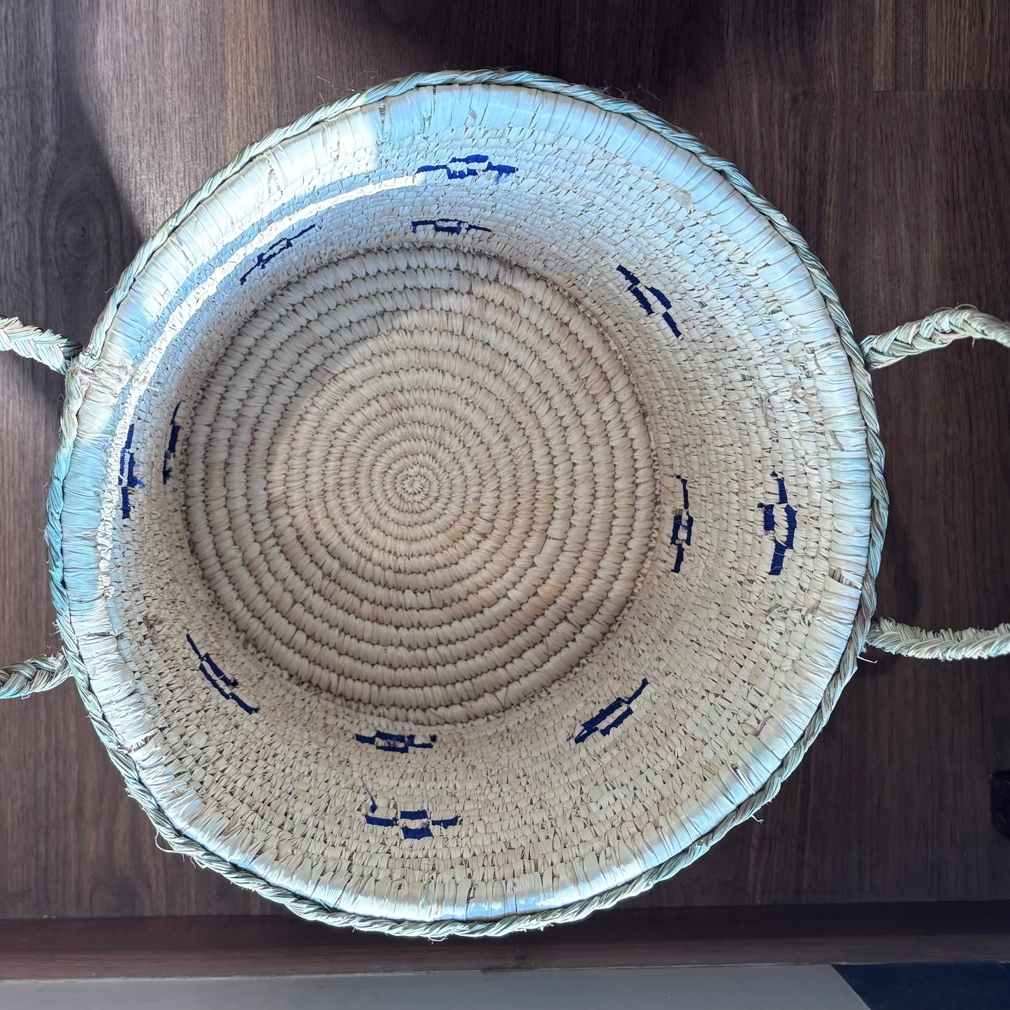 Natural Fiber Indigo Bloom Basket- 12"