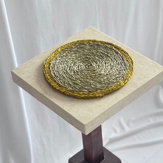 Handcrafted Natural Fiber Yellow Placemat-8"