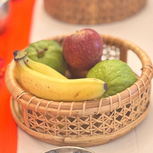 Cane Round Jali Tray | Natural | 9x3 inches