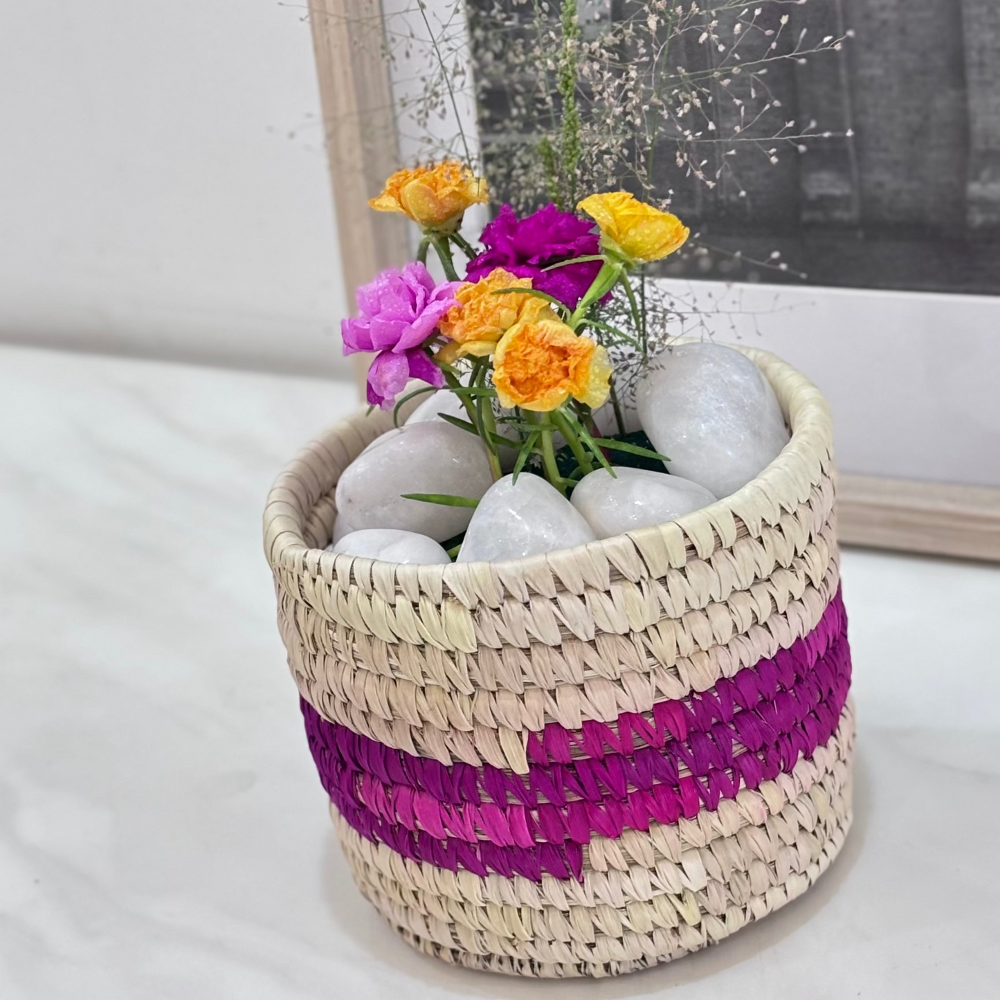 Handwoven Natural Fiber Planter- 4"