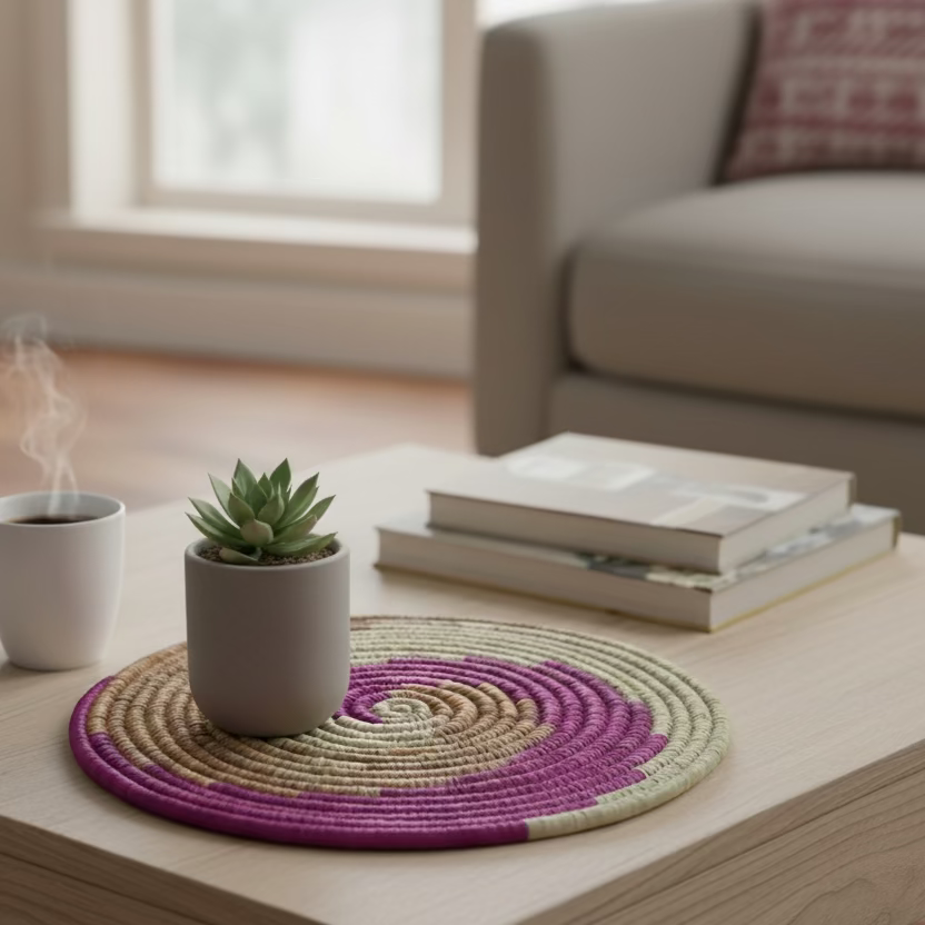 Sabai Grass 8" Trivet| Pink and Beige | 2 units