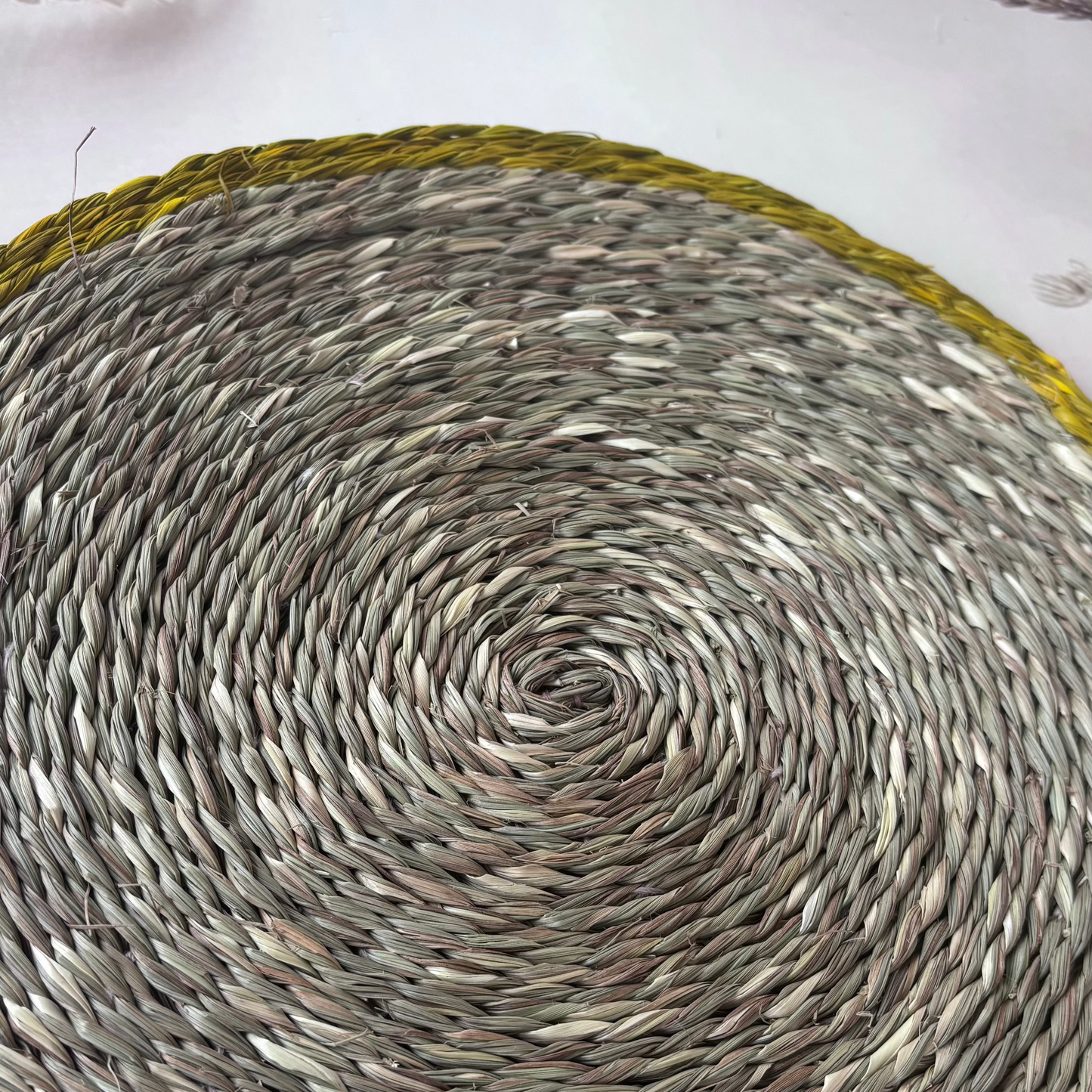 Handcrafted Natural Fiber Yellow Placemat-8"