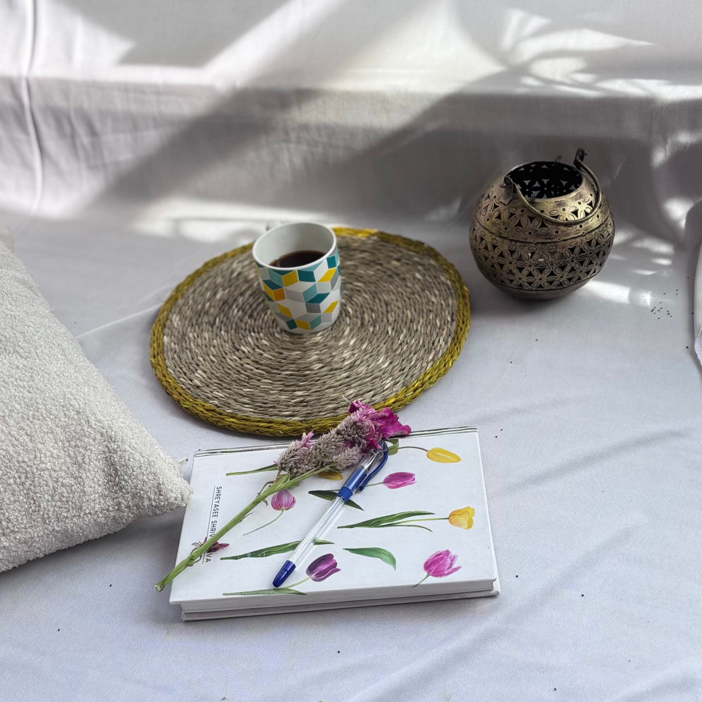 Natural Fiber Yellow Placemat 8 "- Set Of 2
