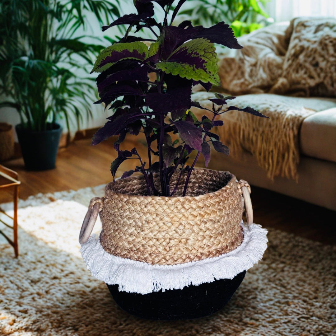 Matka Cotton Rope and Jute Basket- 8 inch