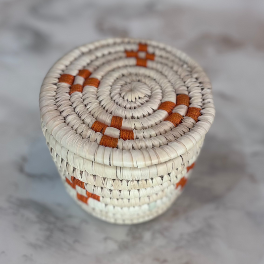 Natural Fiber Red Bloom Coasters- Set of 6