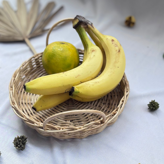 Cane Round Tray with Handle- 8"
