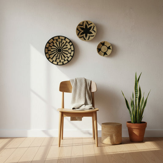 Sabai Grass Starborn Wall Basket | Black and Beige | 8"