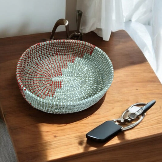 Sabai Grass Oval Tray | Red and White | 11x9 inches