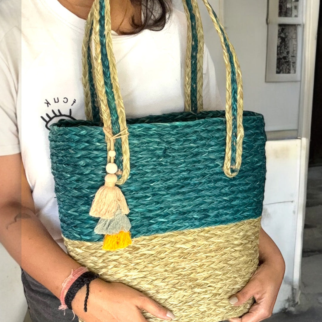 Natural Fiber Dual-Tone Shopping Bag