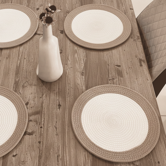 Cotton Rope 13" Placemats | White and Beige | 2 units
