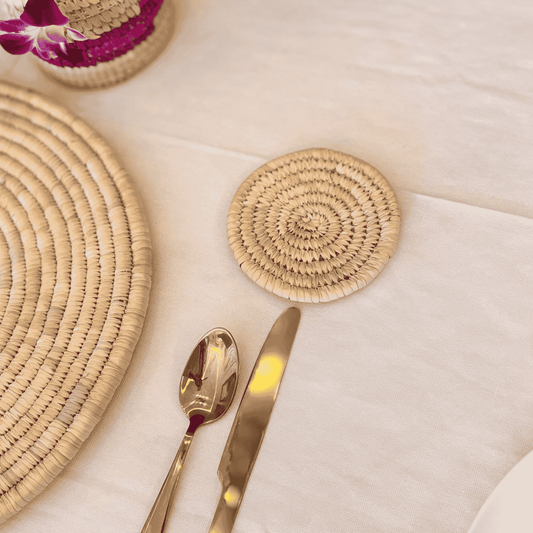 Sabai Grass 4" Full Binding Coasters | Natural | Set of 2