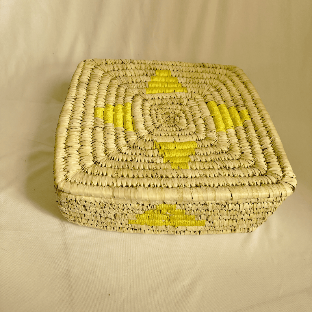 Handwoven Natural Fiber Square Box