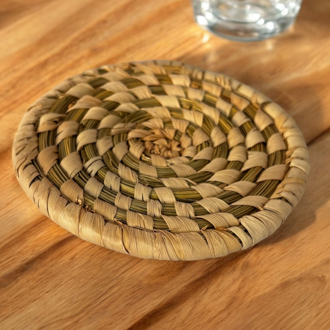 Handwoven Natural Fiber Coasters- Set of 2