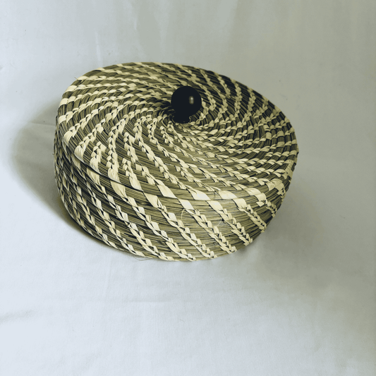 Handwoven Sabai Grass Round Box
