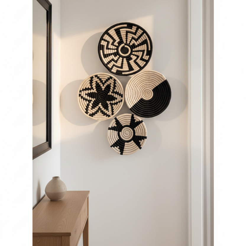 Sabai Grass Moonshadow Wall Baskets | Multicolor| Set of 4