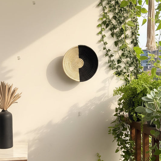 Handcrafted Sabai Grass Moonshadow Wall Basket- 10"