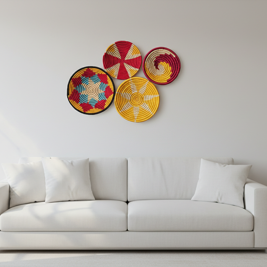 Sabai Grass Sunshine Wall Baskets | Multicolor| Set of 4