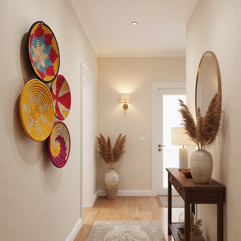 Sabai Grass Sunshine Wall Baskets | Multicolor| Set of 4
