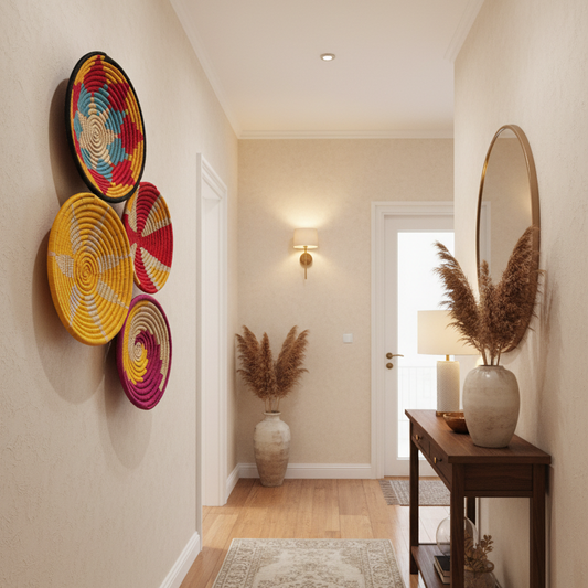 Sabai Grass Sunshine Wall Baskets | Multicolor| Set of 4