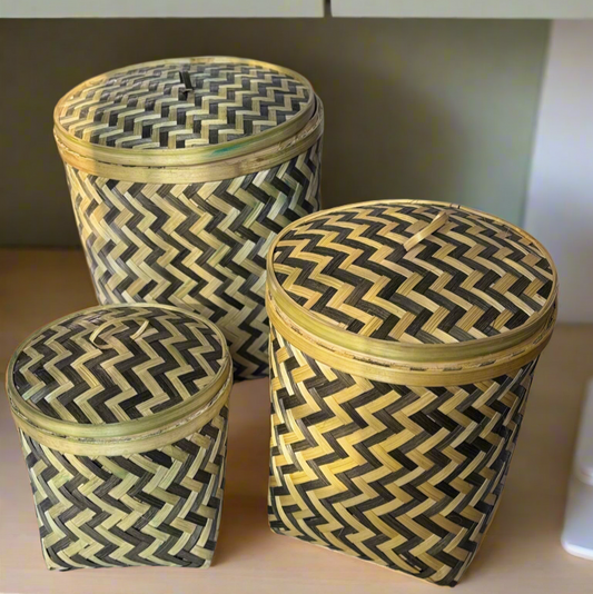 Bamboo Kitchen Storage Box- Set Of 3