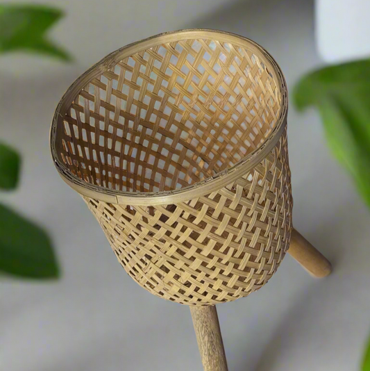 Bamboo Planter With Wooden Legs