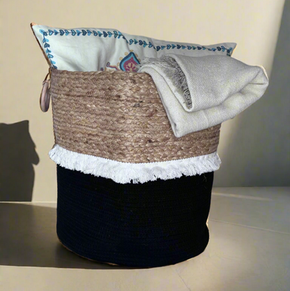 Midway Cotton Rope and Jute Basket- 14 inch