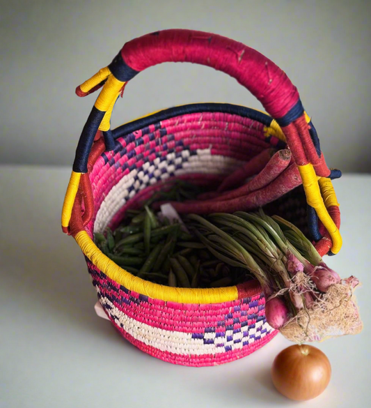 Natural Fiber Multicolor Basket- 12"