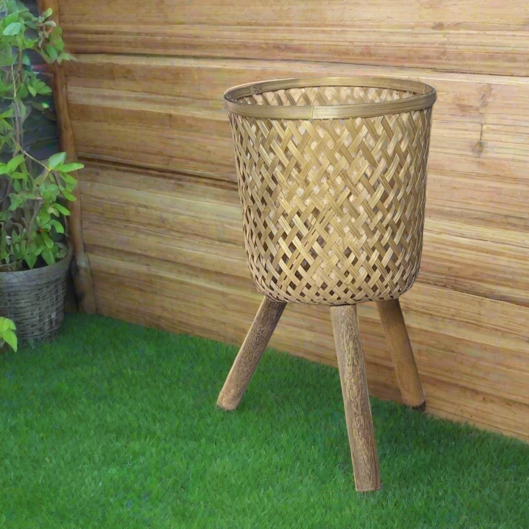Bamboo Planter With Wooden Legs