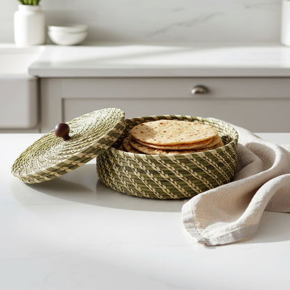 Handwoven Sabai Grass Round Box