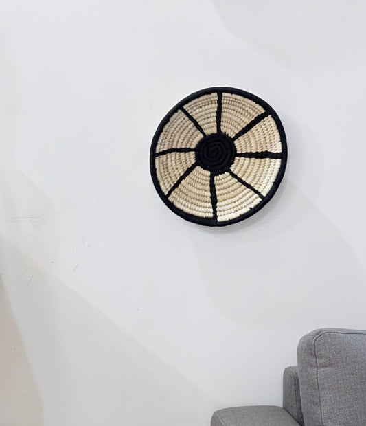 Handcrafted Sabai Grass Moonshadow Wall Basket- 8"