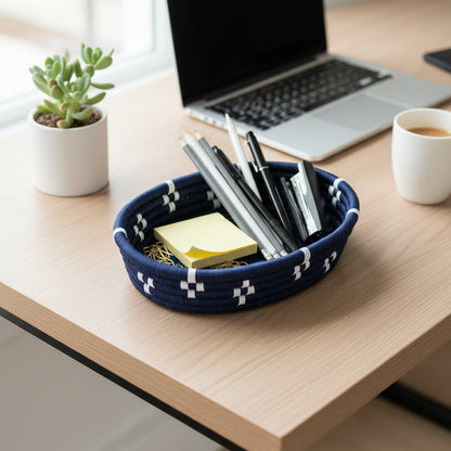 Handwoven Natural Fiber Blue Organizer