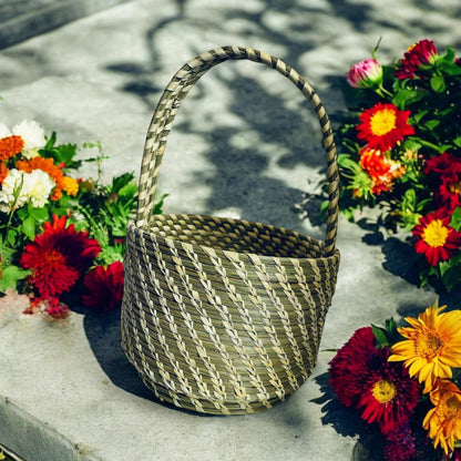 Handwoven Sabai Grass Temple Basket