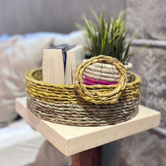 Natural Fiber Woven Tray- 10"x3"