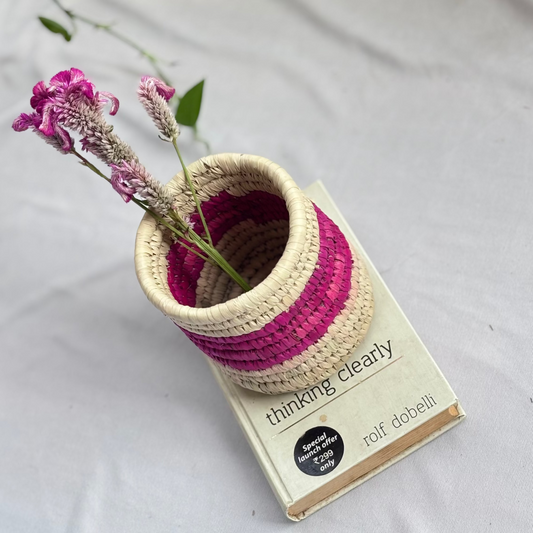Handwoven Natural Fiber Planter- 4"