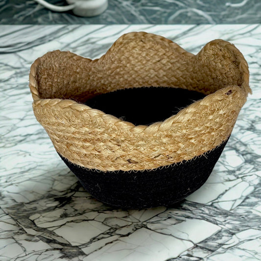 Wave Cotton Rope and Jute Bowl- 6 inch