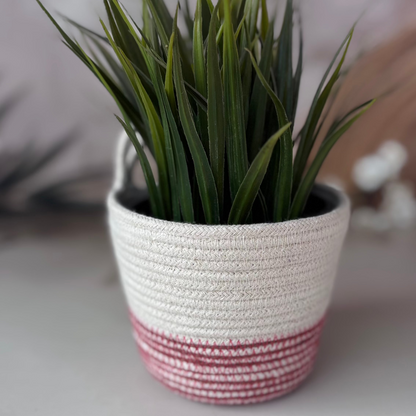 Cotton Rope Red and Black Planters- Set of 2
