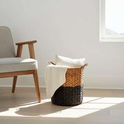 Water Hyacinth Monochrome Basket- 12"x10"