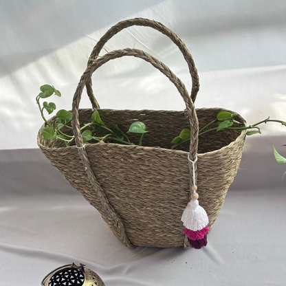 Handwoven Natural Fiber V- Bag