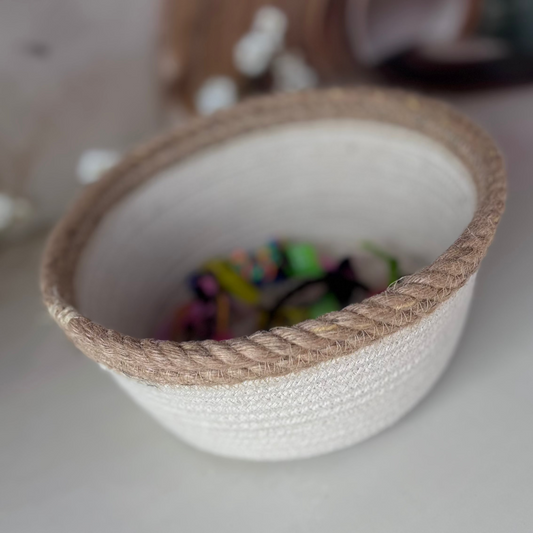 Cotton Rope White Nesting Bowls- Set Of 3