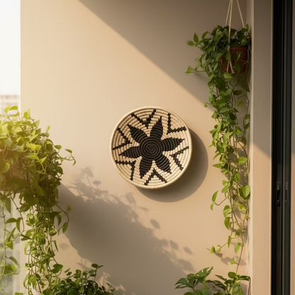 Handcrafted Sabai Grass Starborn Wall Basket- 10"