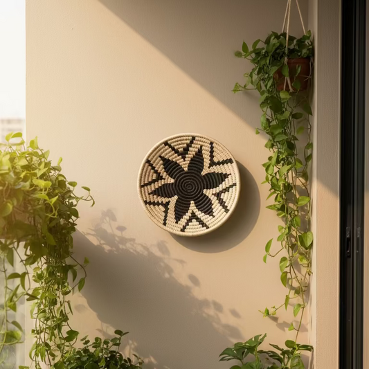 Handcrafted Sabai Grass Starborn Wall Basket- 10"