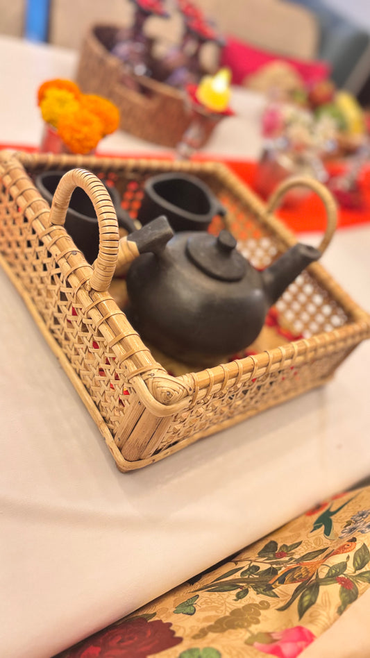 Cane Tray Square with Handle