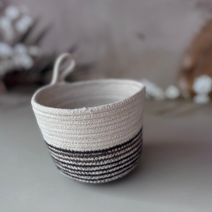 Cotton Rope Red and Black Planters- Set of 2