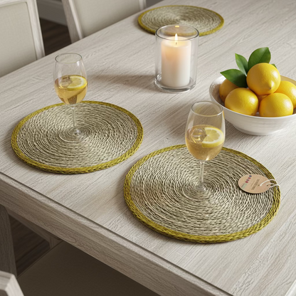 Natural Fiber Yellow Placemat 8 "- Set Of 2