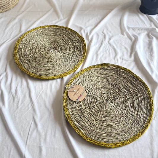 Natural Fiber Yellow Placemat 8 "- Set Of 2